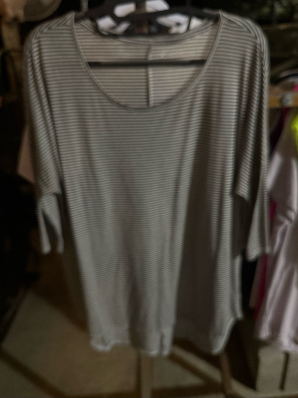 American Eagle Outfitters Black and White Striped Scoop Neck Tunic Tee